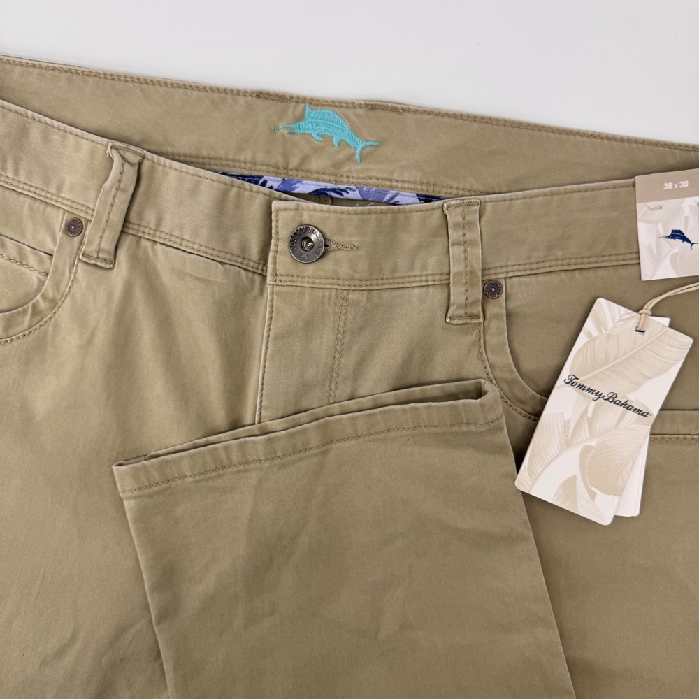 Tommy Bahama Boracay 5 Pocket Pants Mens 38x30 Khaki T115497 Stretch Cotton